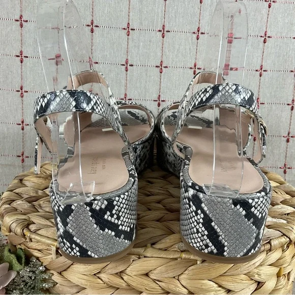 🌺HP Kate Spade “Bunton” Snakeskin Embossed Leather Strappy Platform Sandals 9.5 - Picture 8 of 10